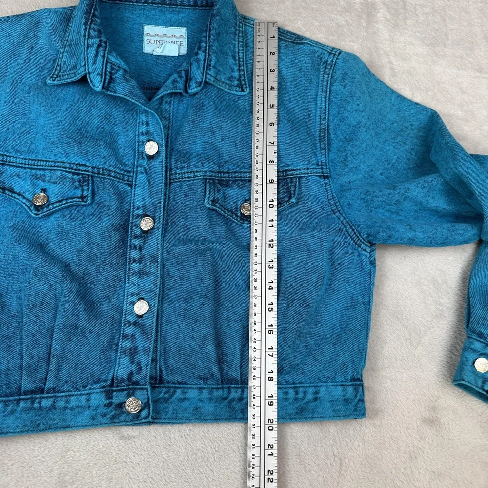 Vtg Sundance Denim Wear Jacket Pants Set Womens Sz L Acid Wash USA 90s 80s Artsy - Picture 12 of 16